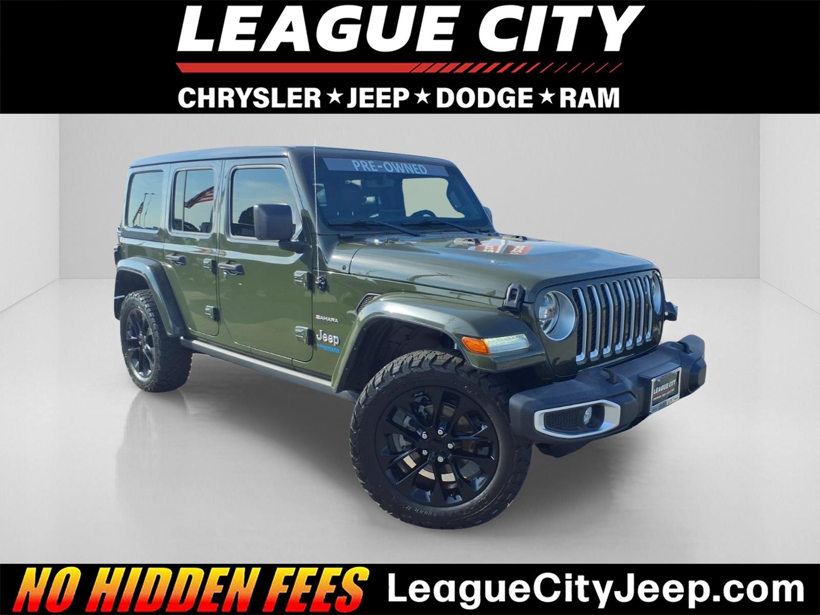 2021 Jeep Wrangler Unlimited Sahara 4xe Sarge Green Clearcoat at League City CDJR