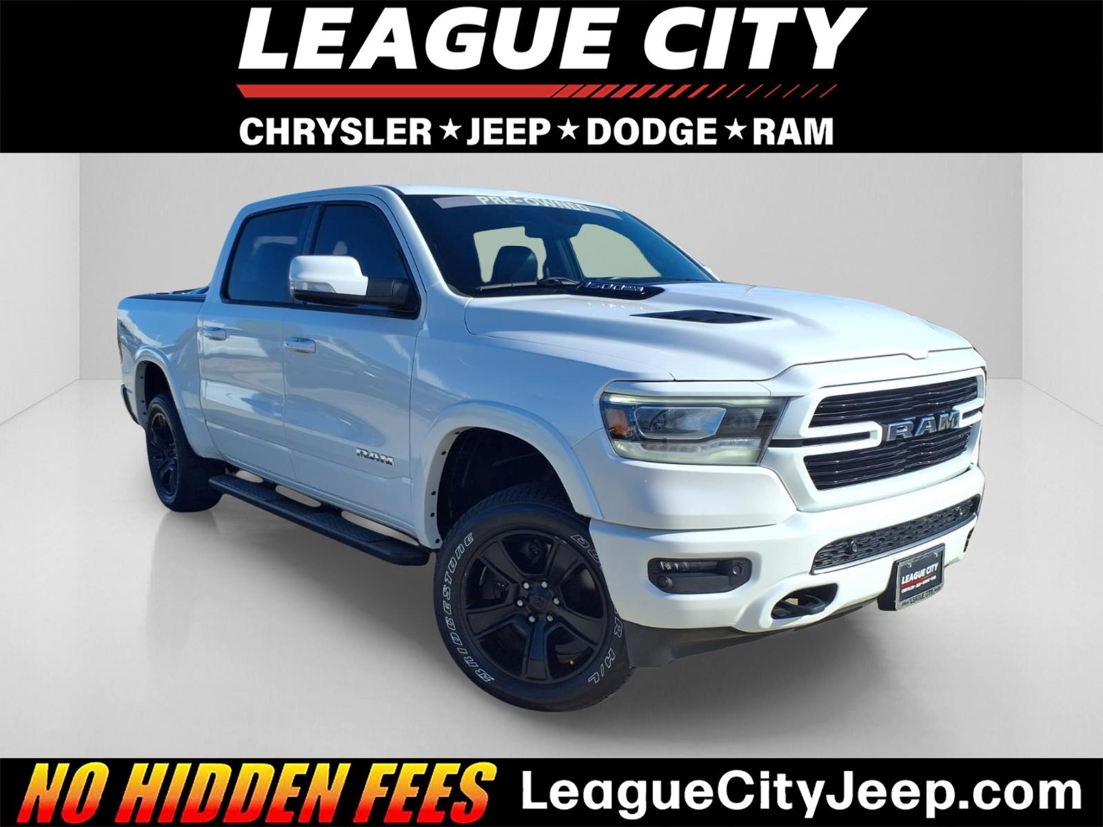 2020 RAM 1500 Laramie Ivory White Tri-Coat Pearlcoat at League City CDJR
