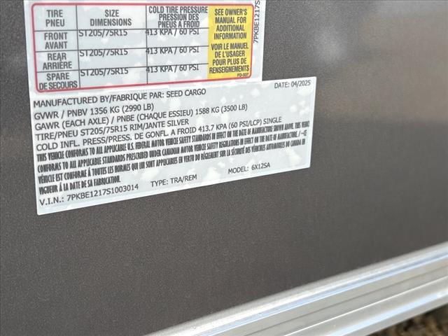 2025 Seed Cargo        6X12SA 