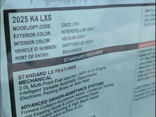 2025 Kia K4 LXS