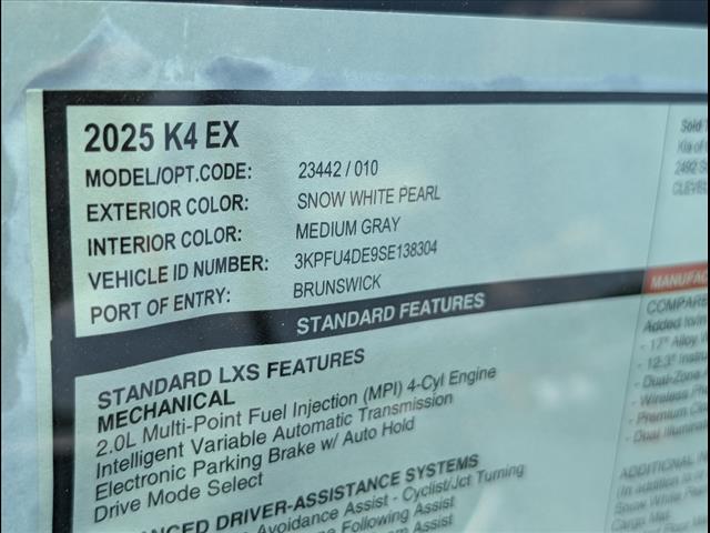 2025 Kia K4 EX
