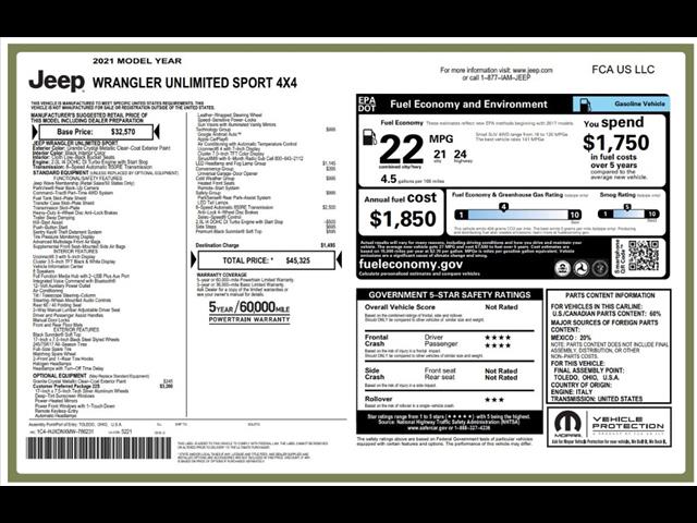 2021 Jeep Wrangler Unlimited Sport S