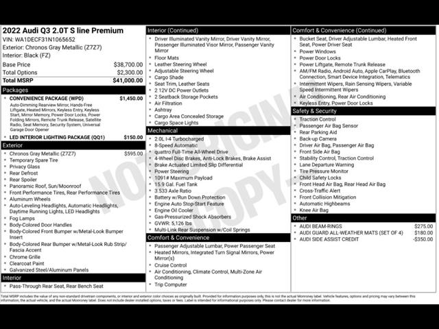 2022 Audi Q3 quattro S line Premium 45 TFSI