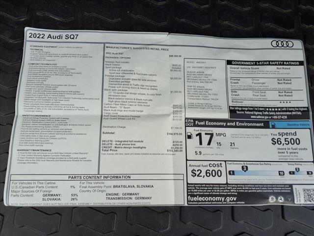 2022 Audi SQ7 4.0T quattro Prestige