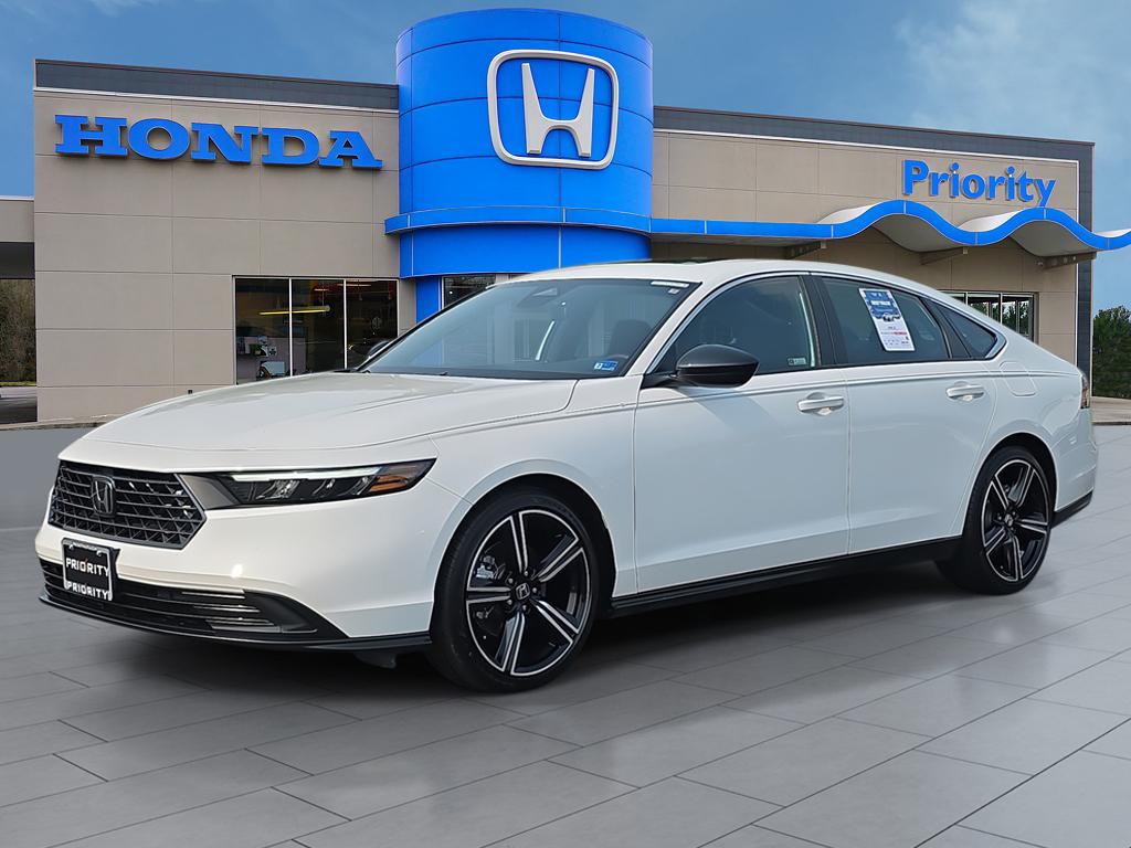 White 2025 Honda Accord Hybrid Sedan Front-Wheel Drive Continuously Variable Transmission