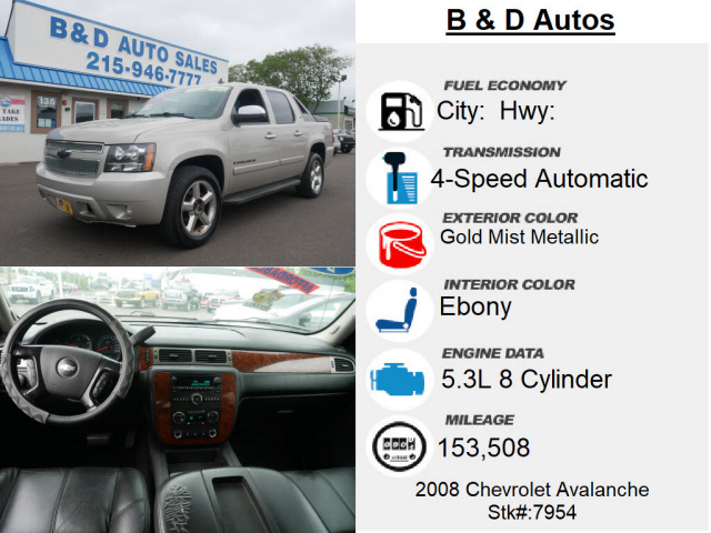 Preowned 2008 Chevrolet Avalanche LT for sale by B & D Auto Sales Inc in Fairless Hills, PA