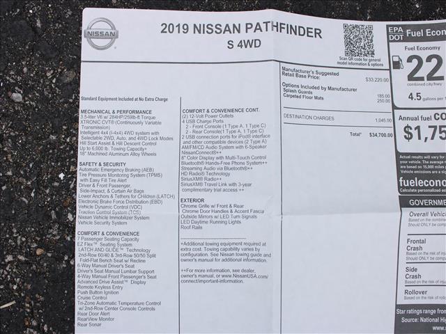 2019 Nissan Pathfinder S 4WD:14758