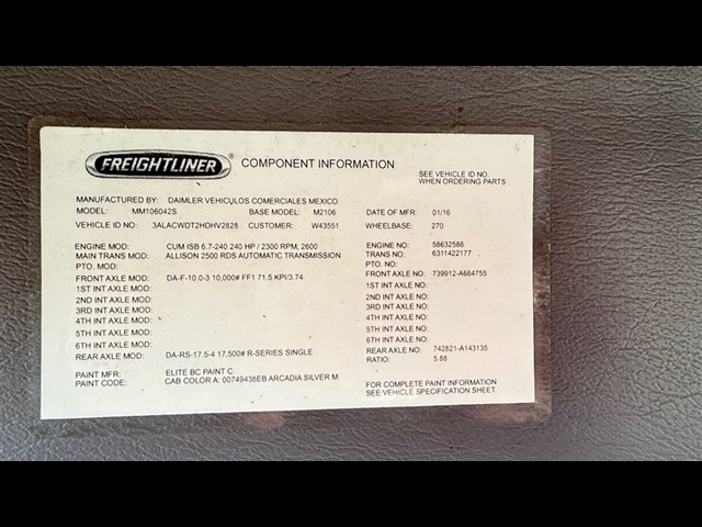 2017 freigthliner M2 / DRY Other:2935
