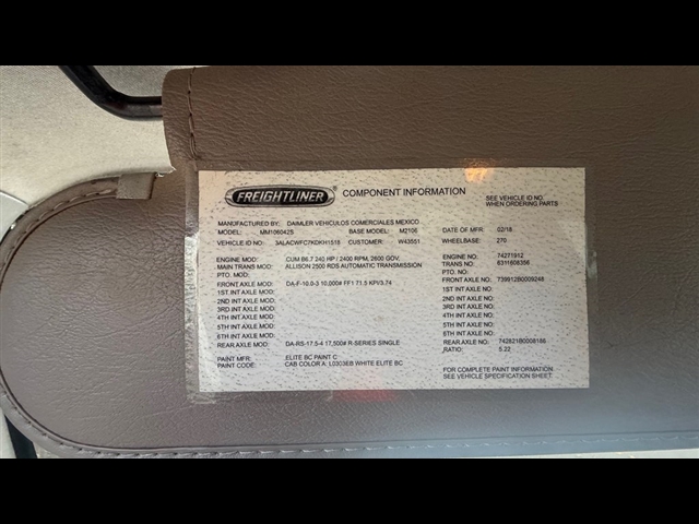 2019 Freightliner M2 / DRY Other:2923