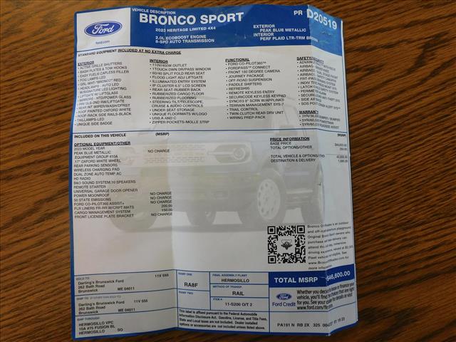 2023 Ford Bronco Sport Heritage Limited:PRD20519