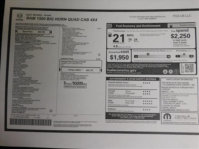 2021 RAM 1500 Big Horn:MN729350