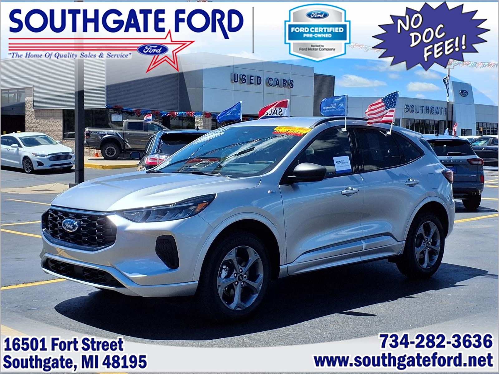 Iconic Silver 2024 Ford Escape ST-Line AWD SUV / Crossover All-Wheel Drive 8-Speed Automatic