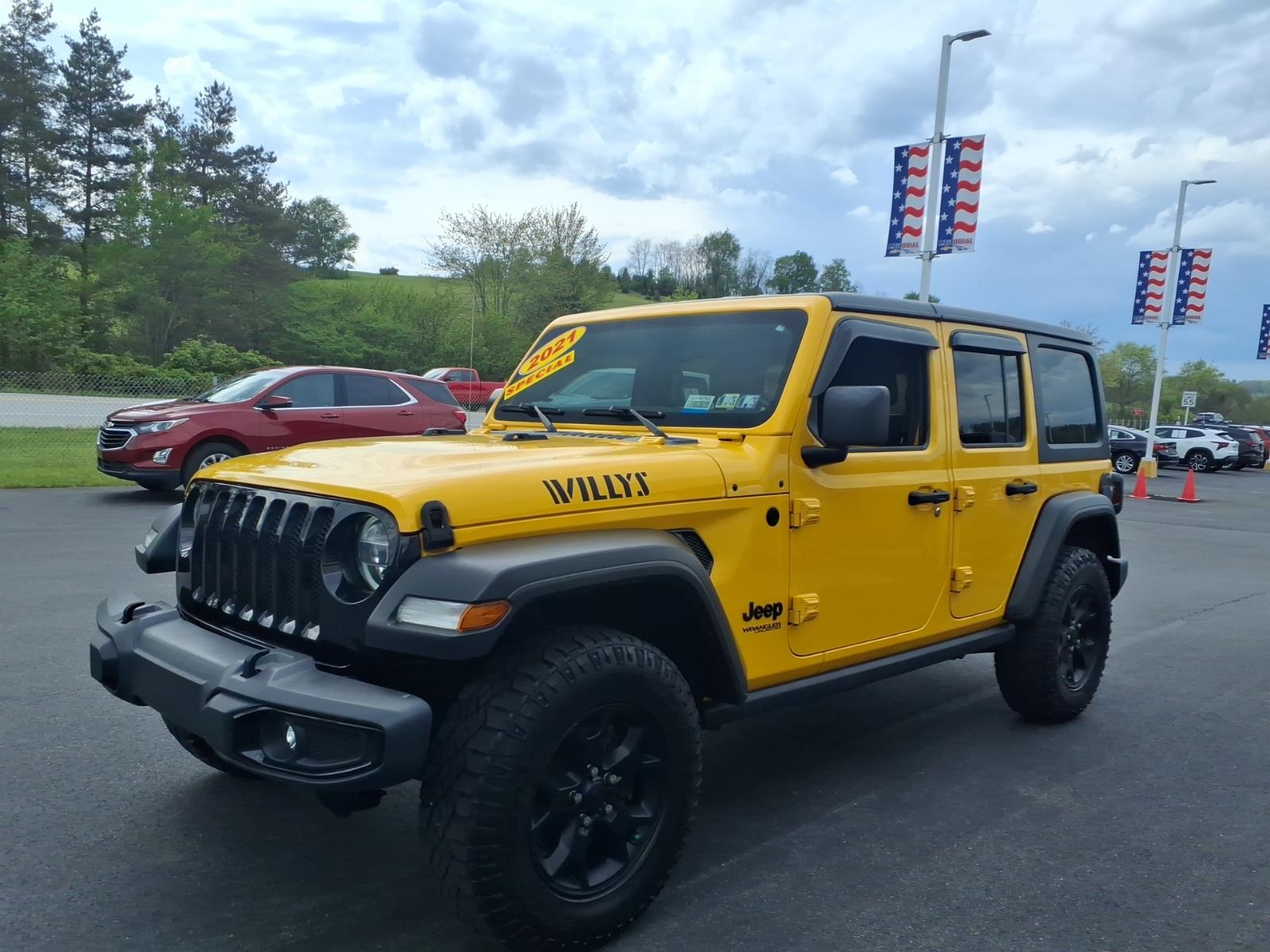 2021 Jeep Wrangler Unlimited Willys Hellayella Clear Coat Pyv at Memorial Highway Chevrolet