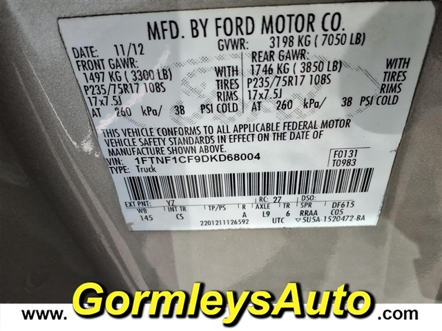 2013 Ford F-150 XL:D68004B