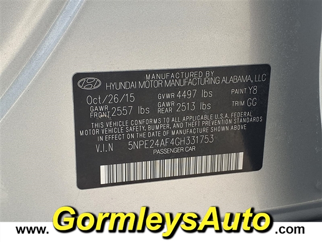 2016 Hyundai SONATA Base:331753B