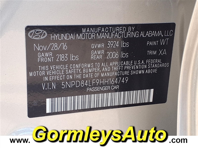 2017 Hyundai ELANTRA SE:164749B