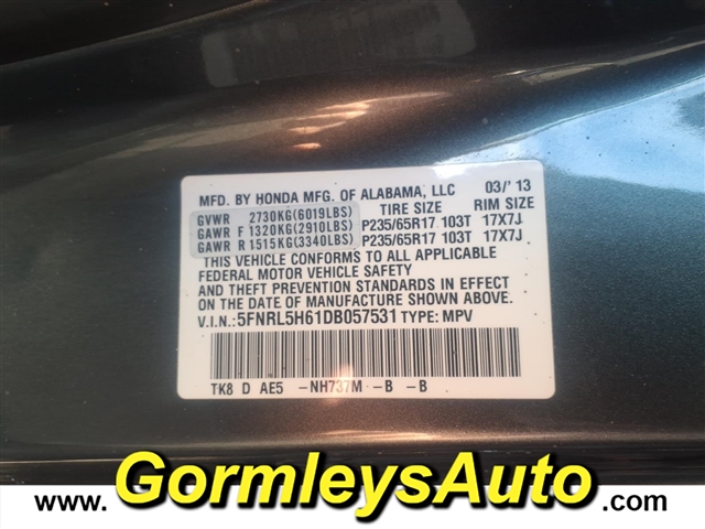 2013 Honda Odyssey EX-L:057531B