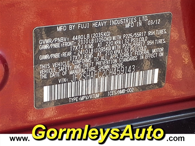 2012 Subaru Forester 2.5X Limited:459143B