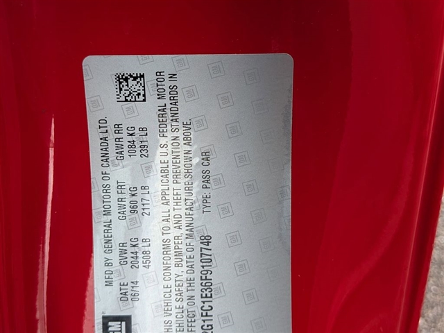 2015 Chevrolet Camaro LT:01700UU