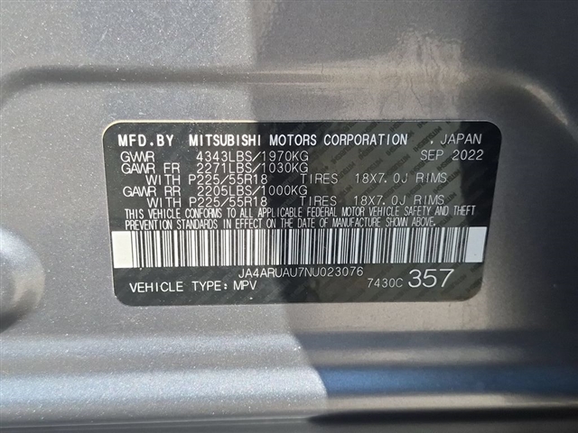 2022 Mitsubishi Outlander Sport ES:02580UU