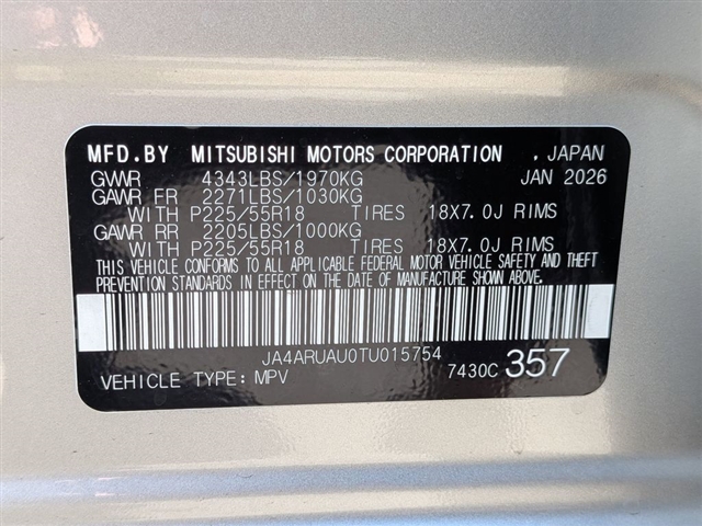 2026 Mitsubishi Outlander Sport SE:MI330400