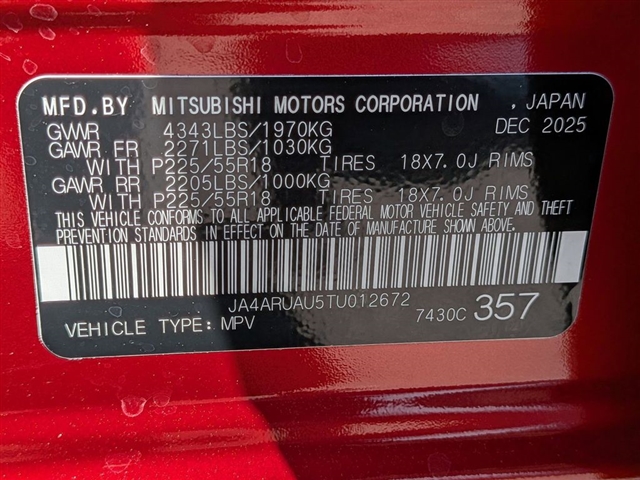 2026 Mitsubishi Outlander Sport SE:MI330360