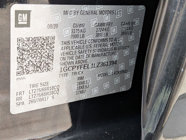 2020 Chevrolet Silverado 1500 LT Trail Boss:02070UU