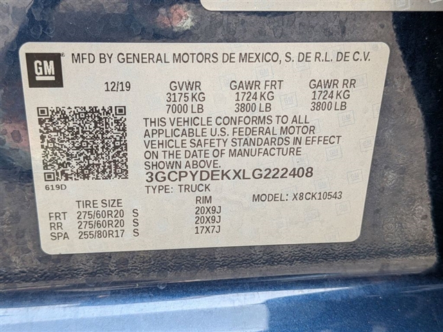 2020 Chevrolet Silverado 1500 LT:02200UU