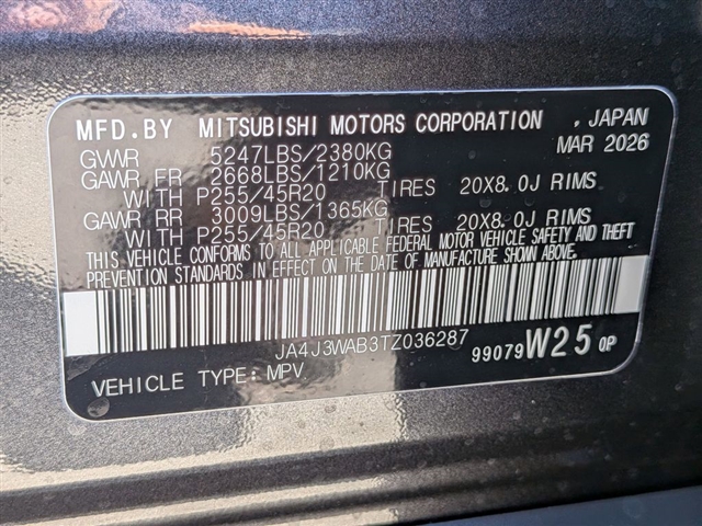 2026 Mitsubishi Outlander Black Edition:MI30460