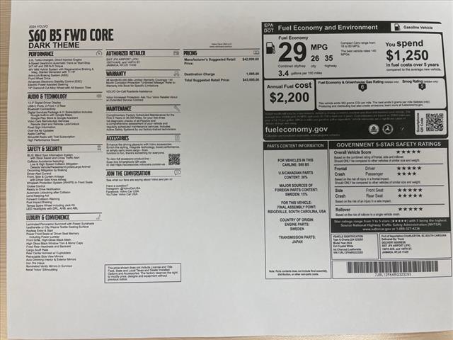 2024 Volvo S60 B5 Core Dark Theme - Photo 36