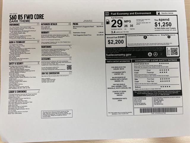 2024 Volvo S60 B5 Core Dark Theme - Photo 38