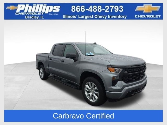 Sterling Gray Metallic 2023 Chevrolet Silverado 1500 Custom Crew Cab 4WD Pickup Truck Four-Wheel Drive 8-Speed Automatic
