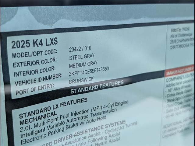 2025 Kia K4 LXS