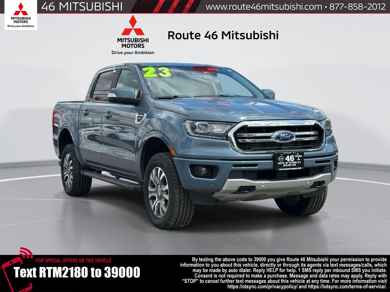 Blue (Azure Gray Metallic Tri-Coat) 2023 Ford Ranger Lariat SuperCrew 4WD Pickup Truck Four-Wheel Drive Automatic