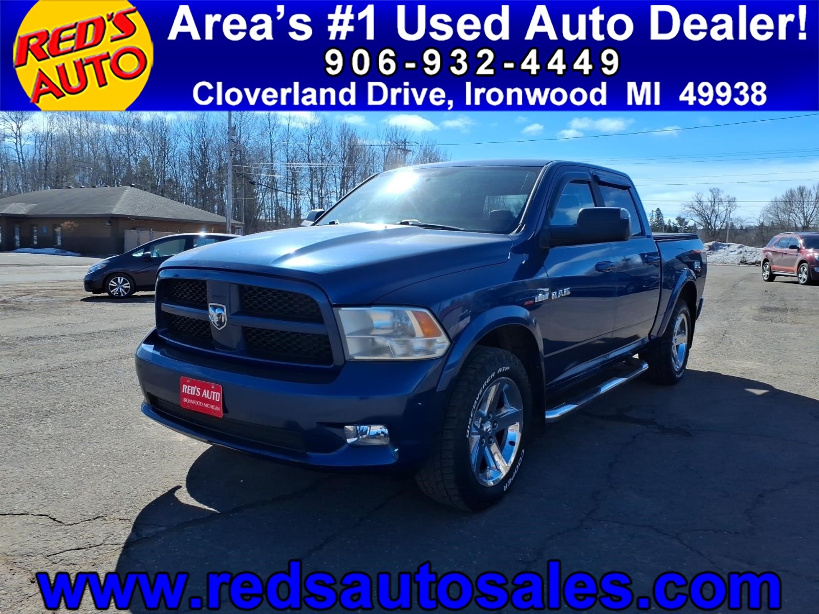Blue 2009 Dodge RAM 1500 ST Crew Cab 4WD Pickup Truck Four-Wheel Drive 5-Speed Automatic