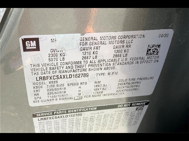 2020 Buick Envision Essence:K63692