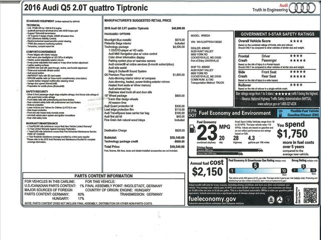 2016 Audi Q5 Premium Plus Quattro:10428