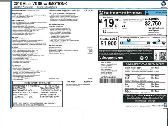 2018 Volkswagen Atlas SE V6 3.6l:10422