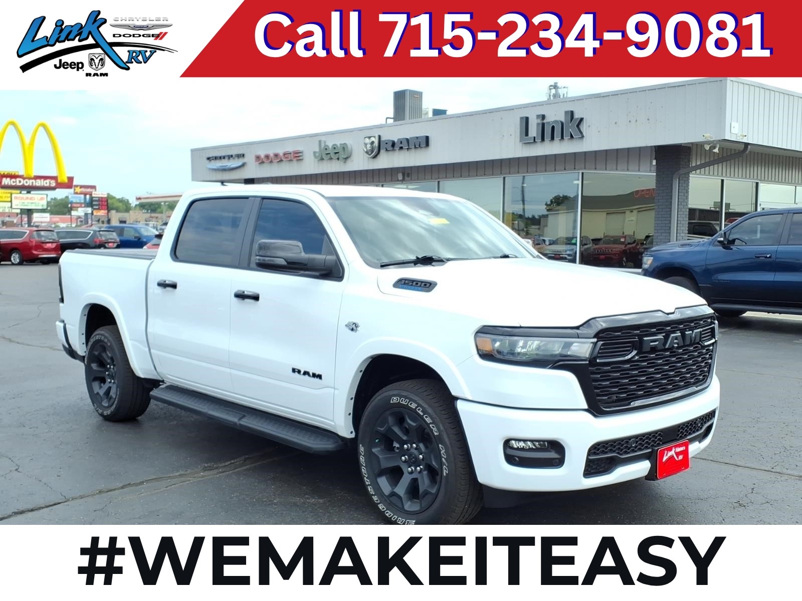 Bright White Clear Coat 2026 RAM 1500 Pickup Truck Four-Wheel Drive Automatic