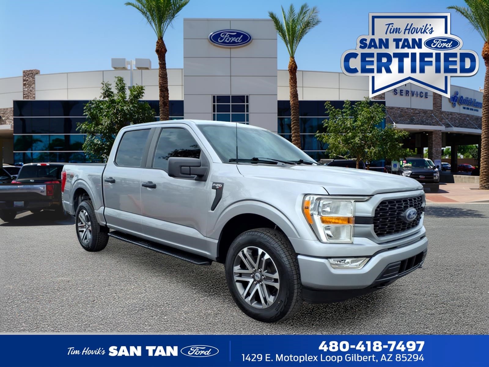 Iconic Silver Metallic 2021 Ford F-150 Pickup Truck Four-Wheel Drive Automatic