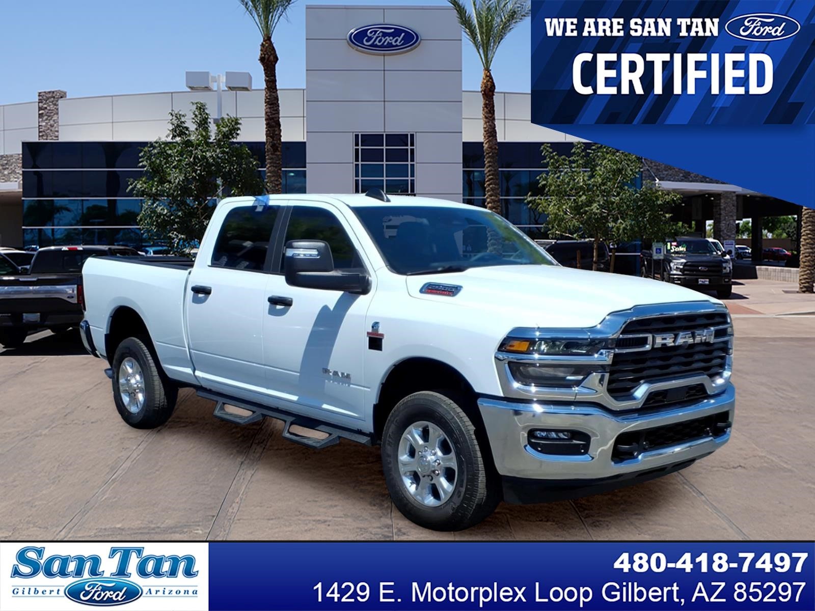 Bright White Clearcoat 2025 RAM 2500 Big Horn Crew Cab 4WD Pickup Truck Four-Wheel Drive 8-Speed Automatic