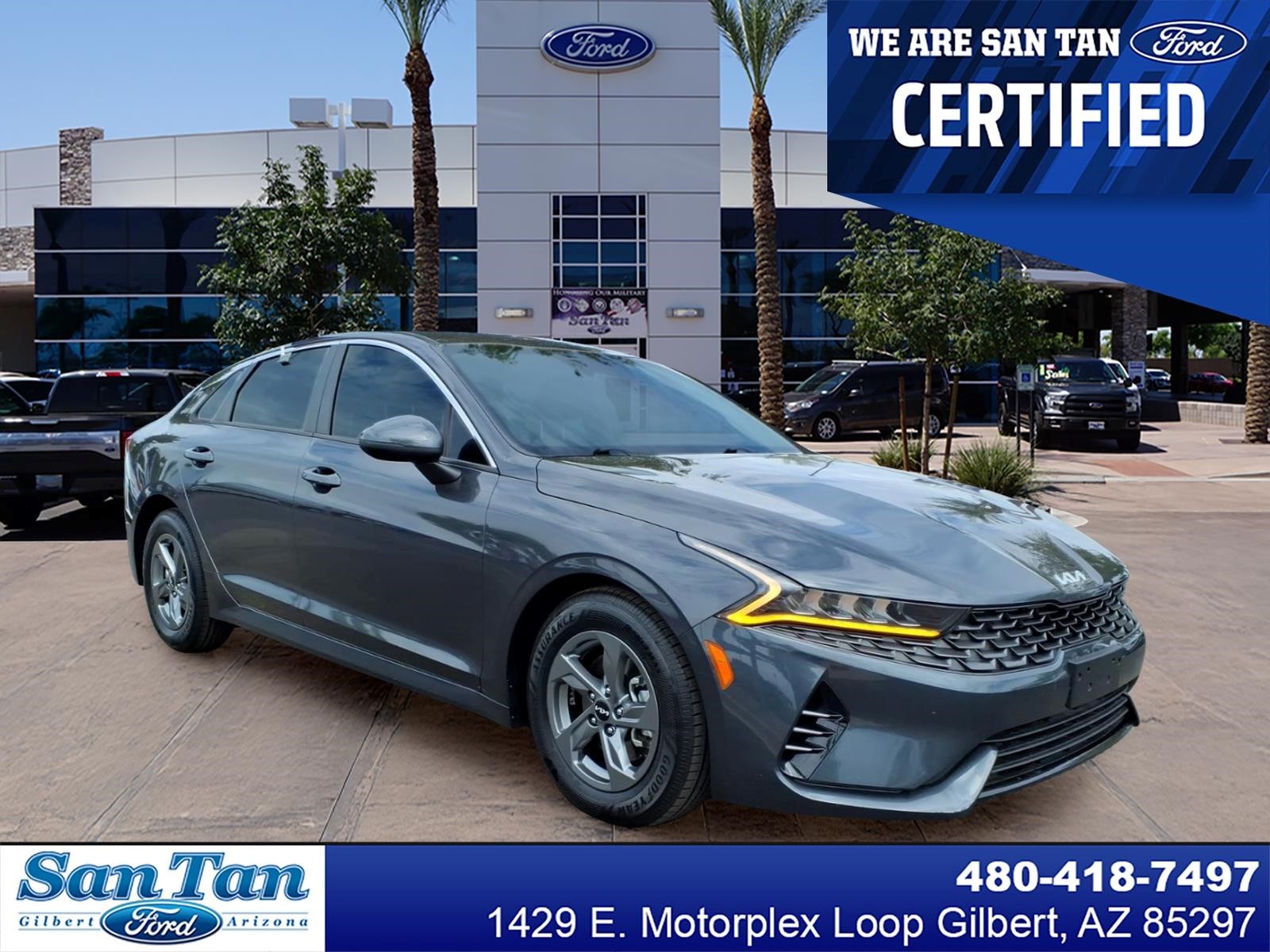 Gravity Gray 2022 Kia K5 Sedan Front-Wheel Drive 8-Speed Automatic