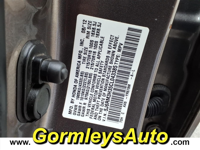 2012 Honda CR-V LX:043385P