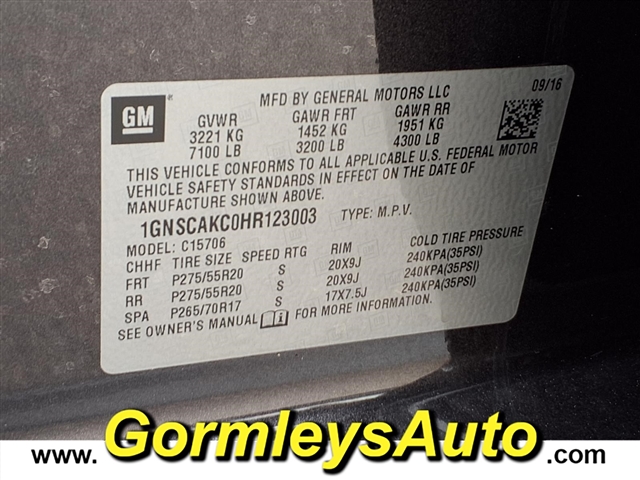 2017 Chevrolet Tahoe LS:123003P