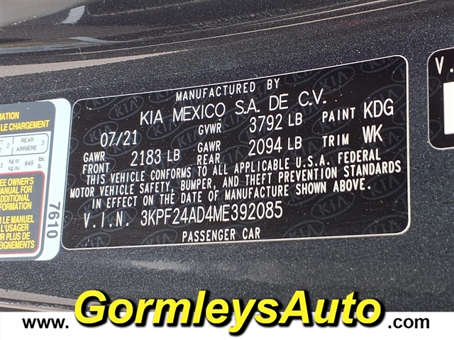 2021 Kia Forte LXS:392085P