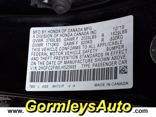 2020 Honda Civic Sport:525995P