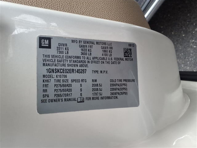 2014 Chevrolet Tahoe LTZ:145287P