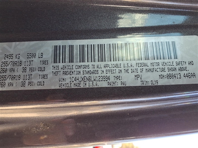 2020 Jeep Wrangler Unlimited High Altitude:123994P